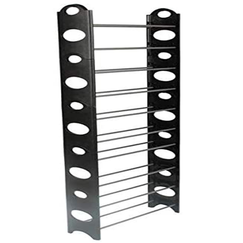 Black stackable shoe rack Free Standing Adjustable shoe Organizer Space Saving 10 Tiers Shoe Rack for home