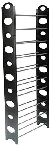 Black stackable shoe rack Free Standing Adjustable shoe Organizer Space Saving 10 Tiers Shoe Rack for home