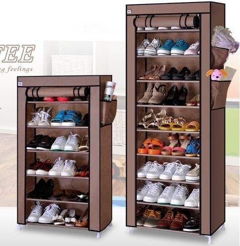 Portable 6-Tier Metal Shoe Rack Free Standing Dustproof Organizer for Home and Living Room Furniture