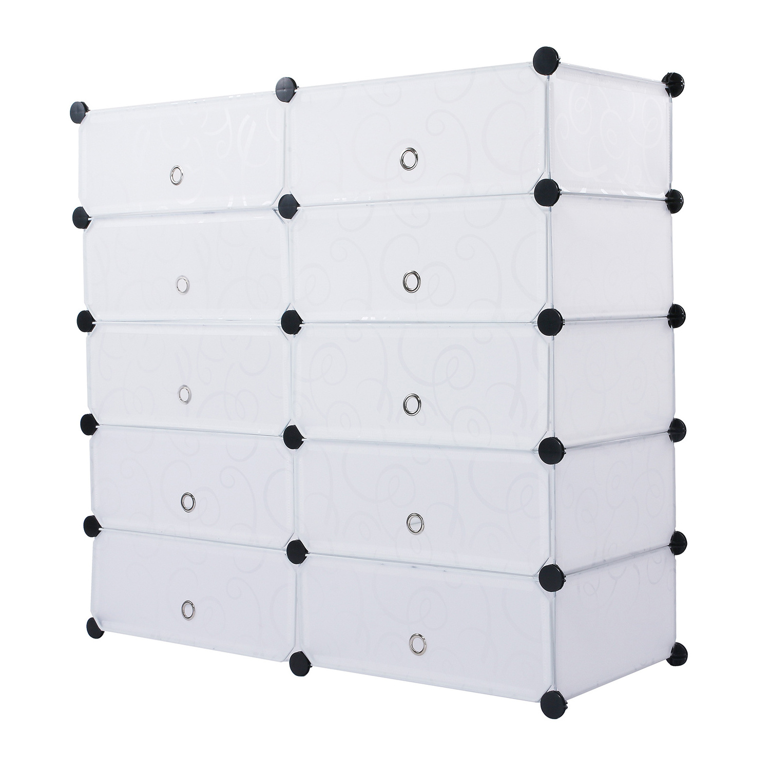 Multi Use DIY Plastic 12 Cube Shoe Rack, Shoes Cabinet Black with White Door