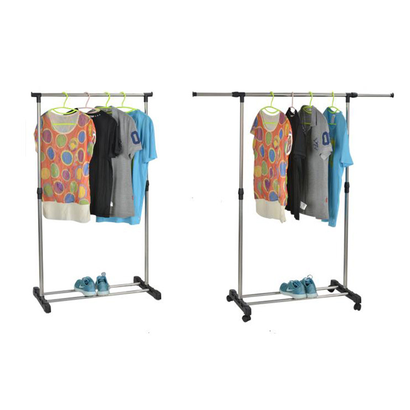 Customized Steel Clothes Rack Single Drying Rack With 4 Wheels