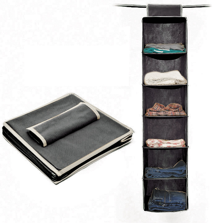 6 Section wardrobe hanging closet organizer portable clothes closet storage bag for clothing socks hats shoes bags