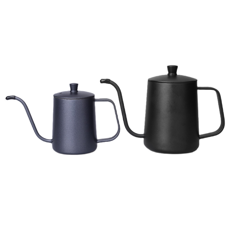 New Arrival Black Long Narrow 304 Stainless Steel Gooseneck Spout Coffee Drip Kettle with Lid