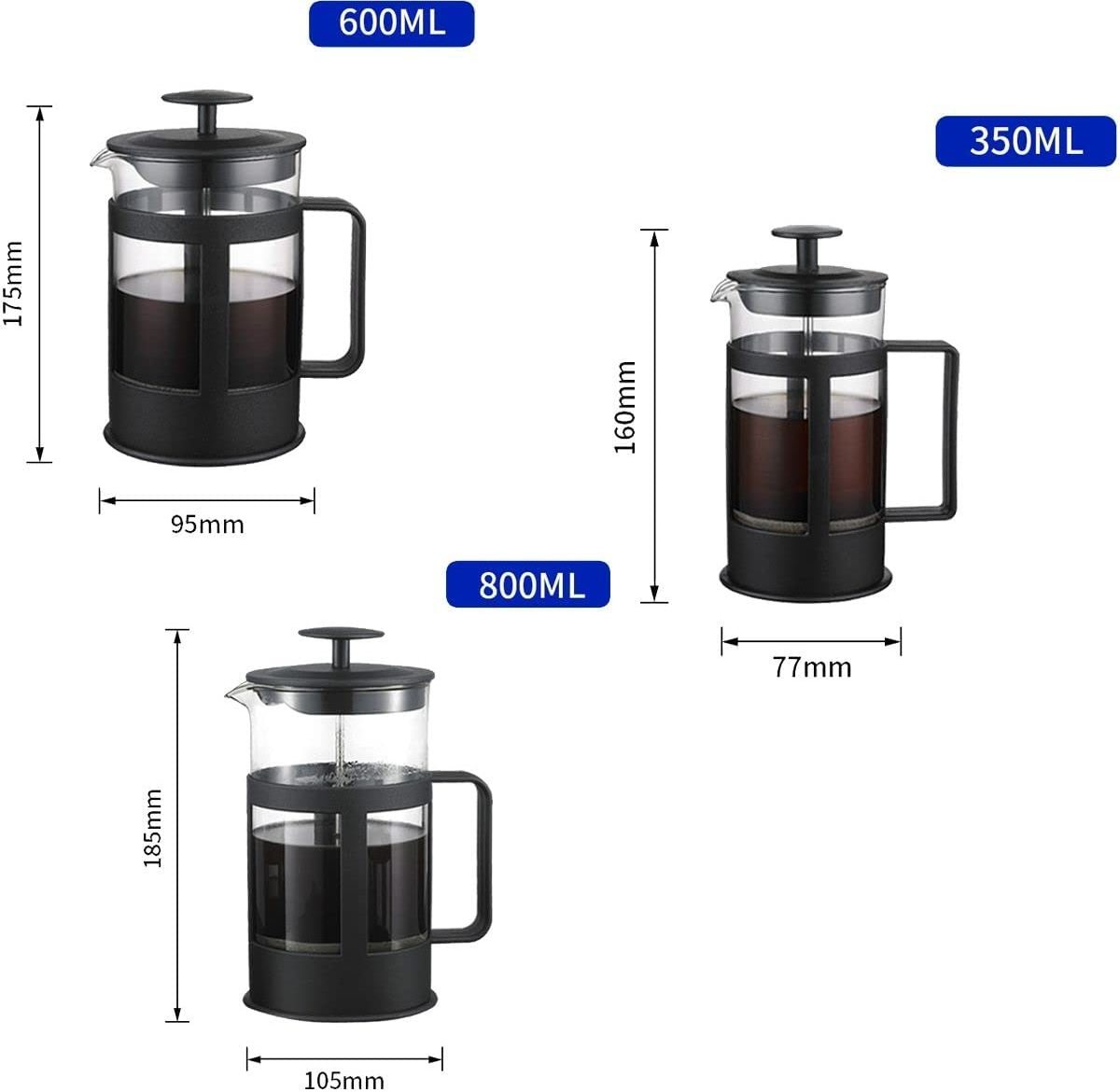 2021 New 350ml Custom Portable Black Brewing Coffee and Tea Sets Wholesale Coffee French Press Pot with logo