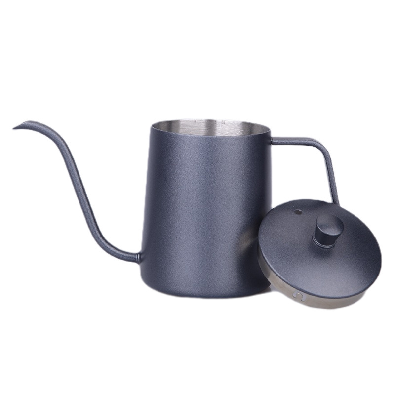 New Arrival Black Long Narrow 304 Stainless Steel Gooseneck Spout Coffee Drip Kettle with Lid