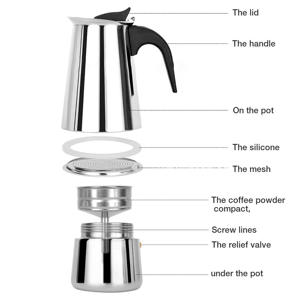 Classical Italian Arabic Stainless Steel Copper Turkish Espresso Camping Coffee Pot