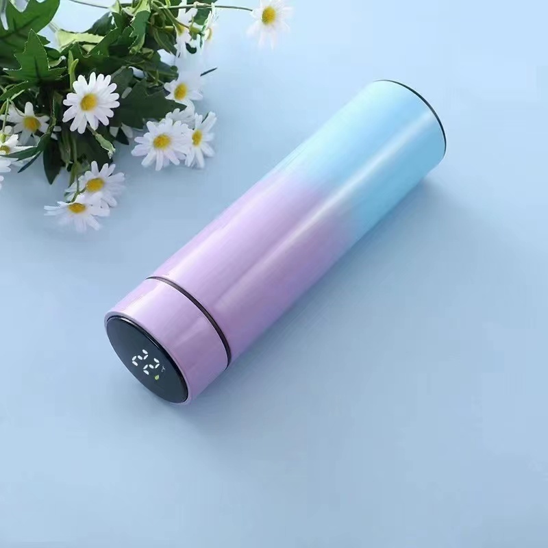 The new intelligent 304 stainless steel insulation cup office business car straight water tumbler  gift cup can be printed