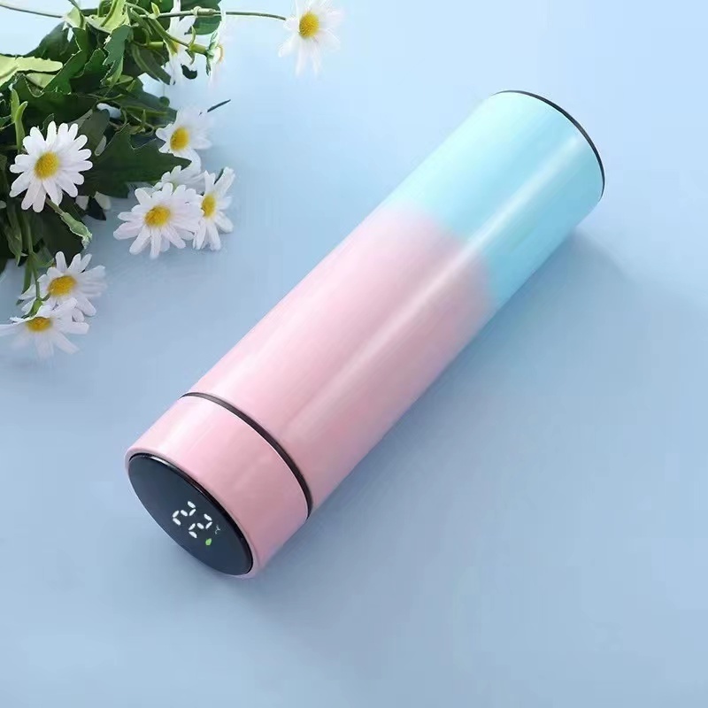 The new intelligent 304 stainless steel insulation cup office business car straight water tumbler  gift cup can be printed