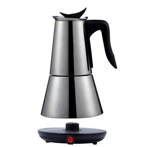 Electric Stove Espresso Maker Moka Pot 6 Cups Percolator Coffee Pot Electric Stainless Steel Classic Cafe Maker EU Plug