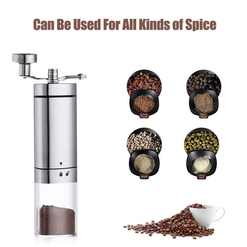 Hot Selling Manual  Portable And Adjustable  Coffee Grinder Ceramic Burrs Stainless Steel  Coffee Grinder