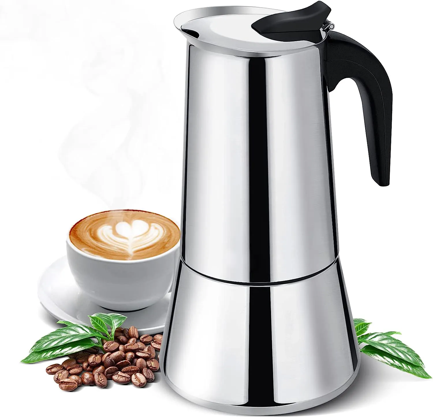 New design moka pot hot selling glass stainless steel espresso coffee electric maker customize factory price Italian classic