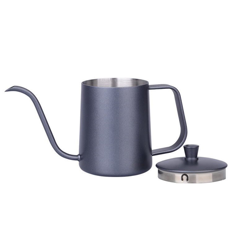 New Arrival Black Long Narrow 304 Stainless Steel Gooseneck Spout Coffee Drip Kettle with Lid