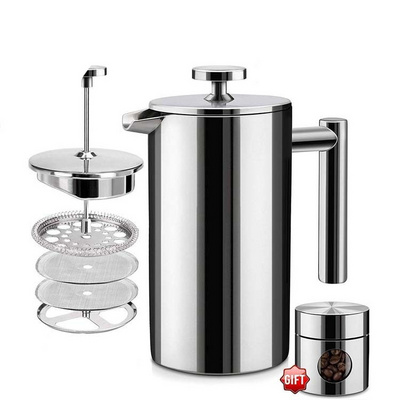 Stainless steel French press pot with filter double insulation brewing tea pot filter press pot tea brewer