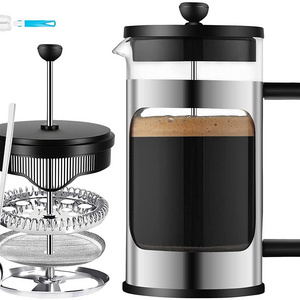 BPA Free Plastic French Press Coffee and Tea Maker Borosilicate Glass Coffee Mini French Press with 3 Filter Screens