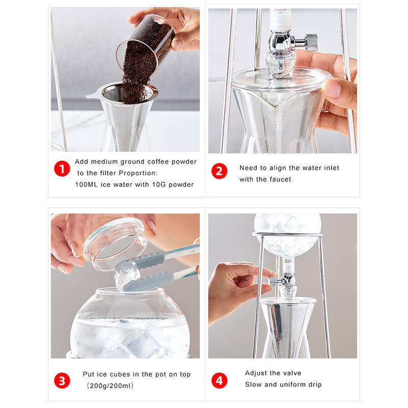 American ice drip coffee pot household cold extraction pot drip type hand-brewed coffee cold extraction tea drip pot coffee set