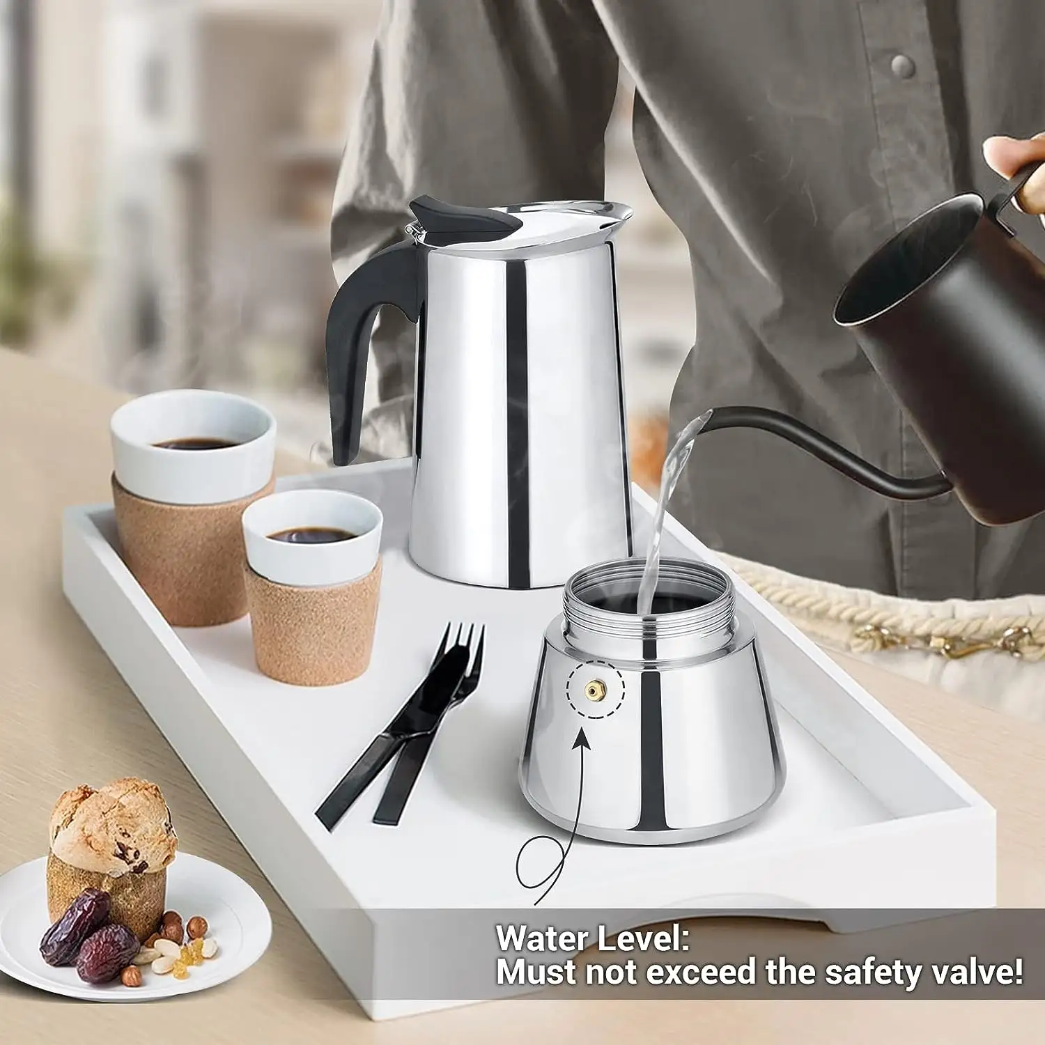 New design moka pot hot selling glass stainless steel espresso coffee electric maker customize factory price Italian classic