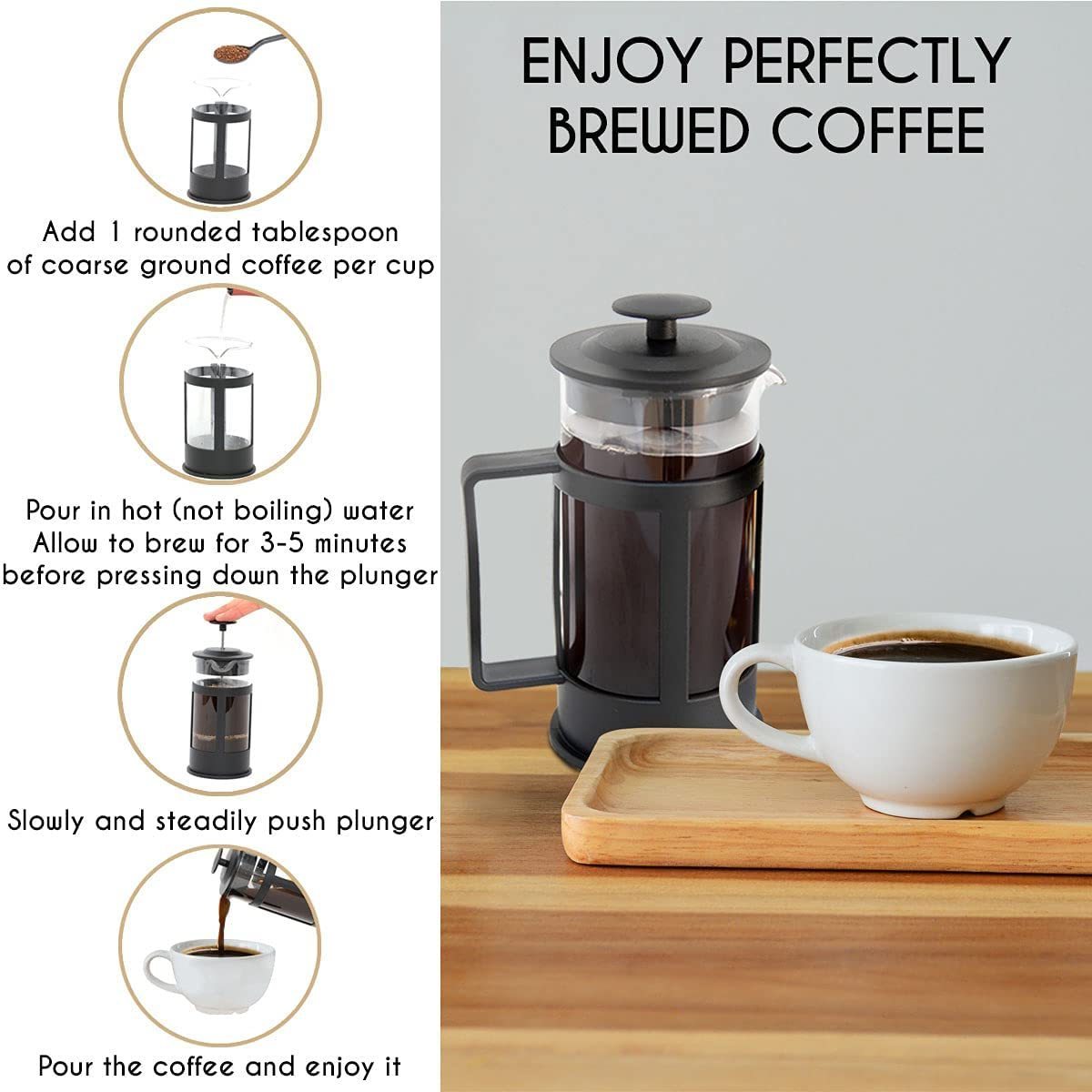 2021 New 350ml Custom Portable Black Brewing Coffee and Tea Sets Wholesale Coffee French Press Pot with logo