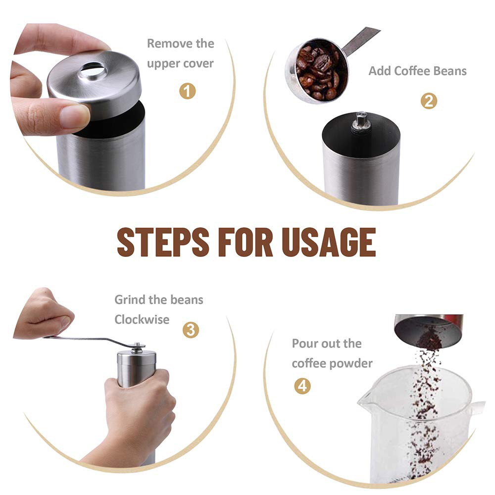 Hot Selling Manual  Portable And Adjustable  Coffee Grinder Ceramic Burrs Stainless Steel  Coffee Grinder