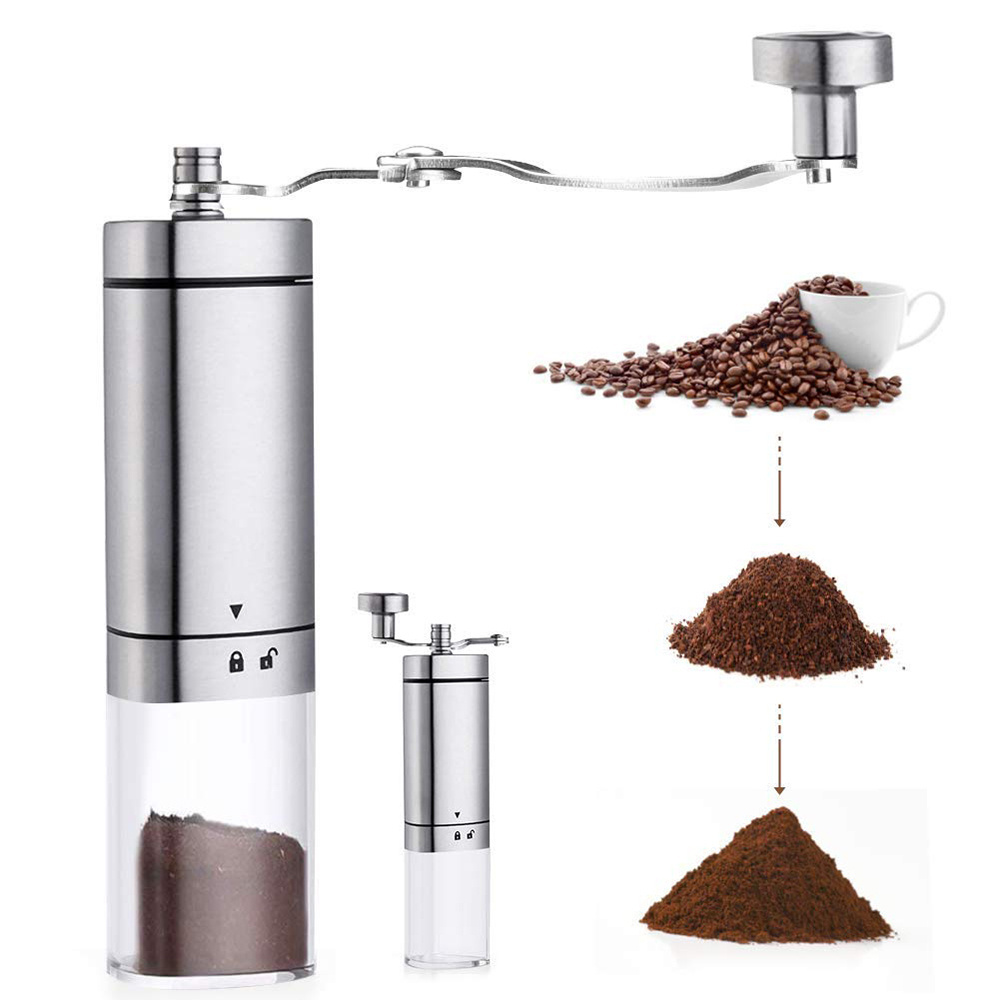 Hot Selling Manual  Portable And Adjustable  Coffee Grinder Ceramic Burrs Stainless Steel  Coffee Grinder