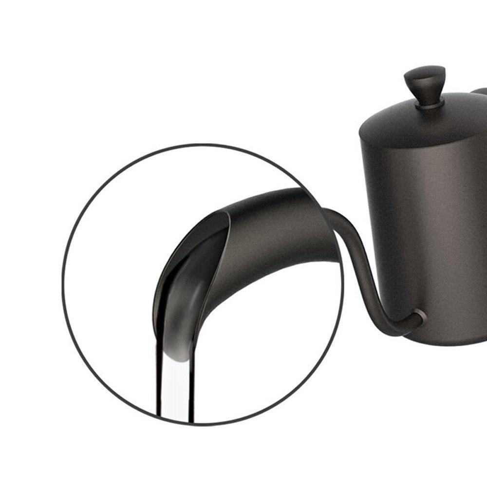 New Arrival Black Long Narrow 304 Stainless Steel Gooseneck Spout Coffee Drip Kettle with Lid