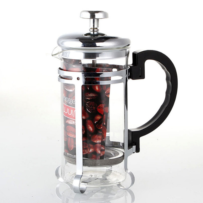 Borosilicate glass with stainless steel double layer hand brew French press coffee pot coffee share pot