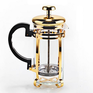 Borosilicate glass with stainless steel double layer hand brew French press coffee pot coffee share pot