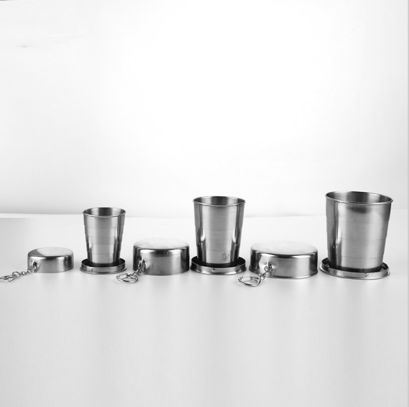 wholesale metal stainless steel collapsable camping shot glass cup