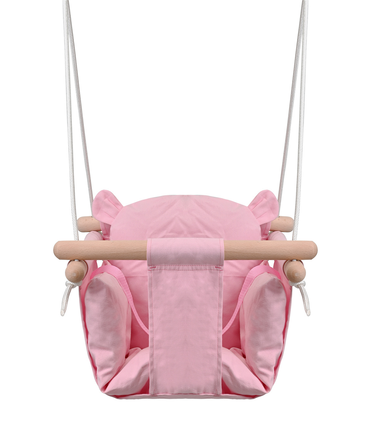 Cute and Secure bear baby swing seat pink Canvas Baby Cradle Swing  with Safety Belt for toddler