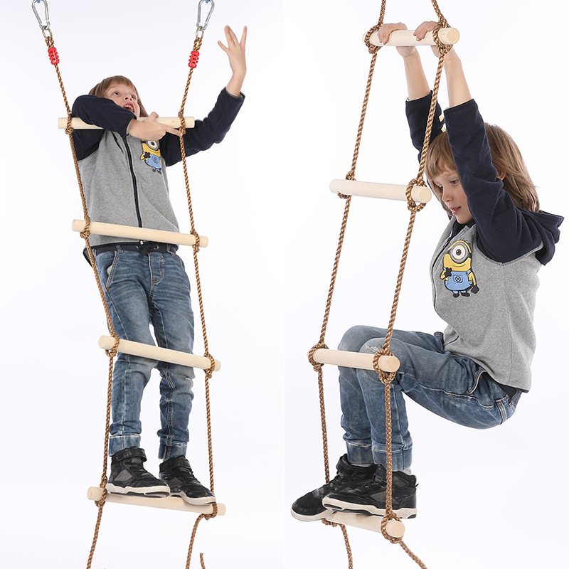 Wooden step ladder monkey bars with swing sets playground outdoor