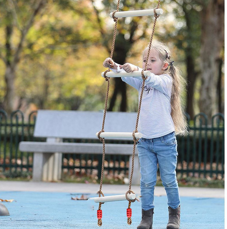 Wooden step ladder monkey bars with swing sets playground outdoor