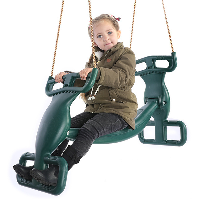 durable heavy duty outdoor children swing  Double seat Face To Face Swing Seat with PE Rope