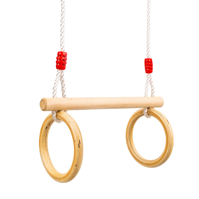 Outdoor gymnastic rings wood swing for kids