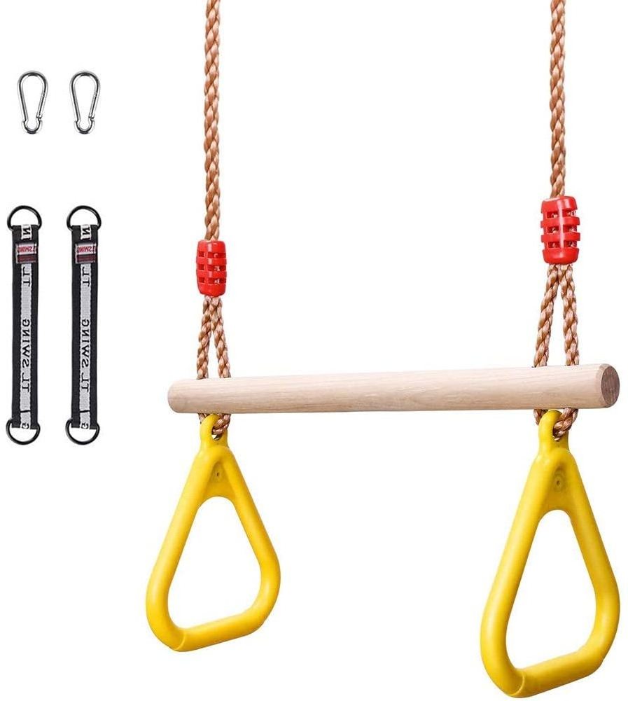 Hot Sale Monkey bar Trapeze Swing Plastic Rings with Wood Stick for Kids