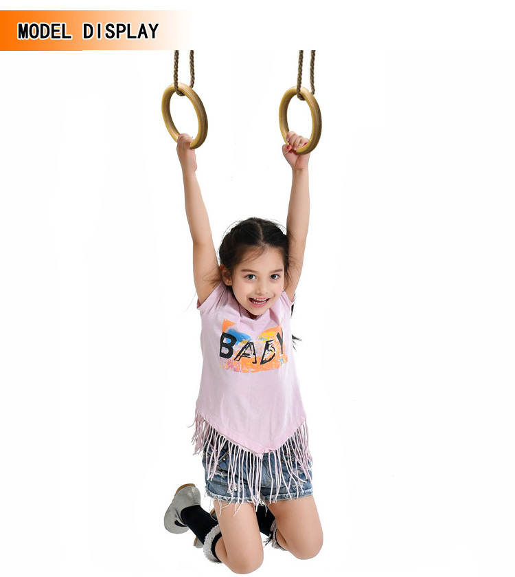 Outdoor indoor climbing wooden round ring with rope outdoor children's swing wholesale factory wooden ring swing