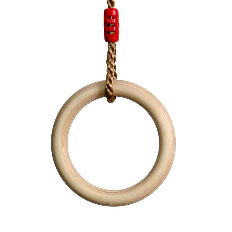 Outdoor indoor climbing wooden round ring with rope outdoor children's swing wholesale factory wooden ring swing