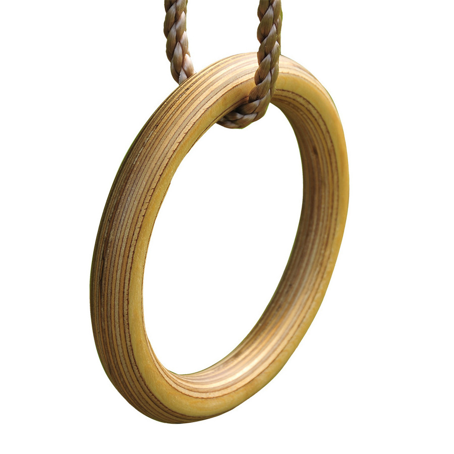 Outdoor indoor climbing wooden round ring with rope outdoor children's swing wholesale factory wooden ring swing