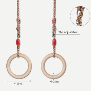 Outdoor indoor climbing wooden round ring with rope outdoor children's swing wholesale factory wooden ring swing