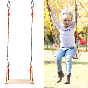 Hanging wooden play swing set outdoor swing seat for children