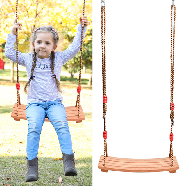 Kids  Wood hanging Swings seat swing set for Backyard Playground equipment