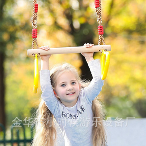 Playground Hanging Toys with Gym Rings Monkey Bar Kit  Adjustable Wooden Plastic Rings for kids