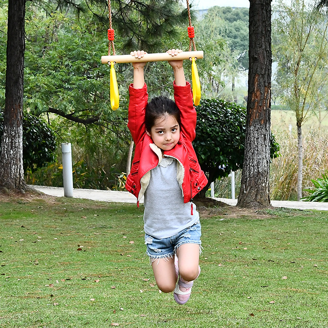 Playground Hanging Toys with Gym Rings Monkey Bar Kit  Adjustable Wooden Plastic Rings for kids