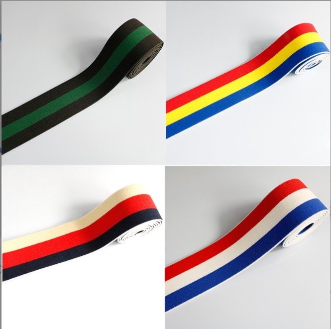 Custom Colored Stripe Jacquard Elastic Band 3CM Bias Tape Stretch Strap Belt  for GYM Sports Exercise Fitness