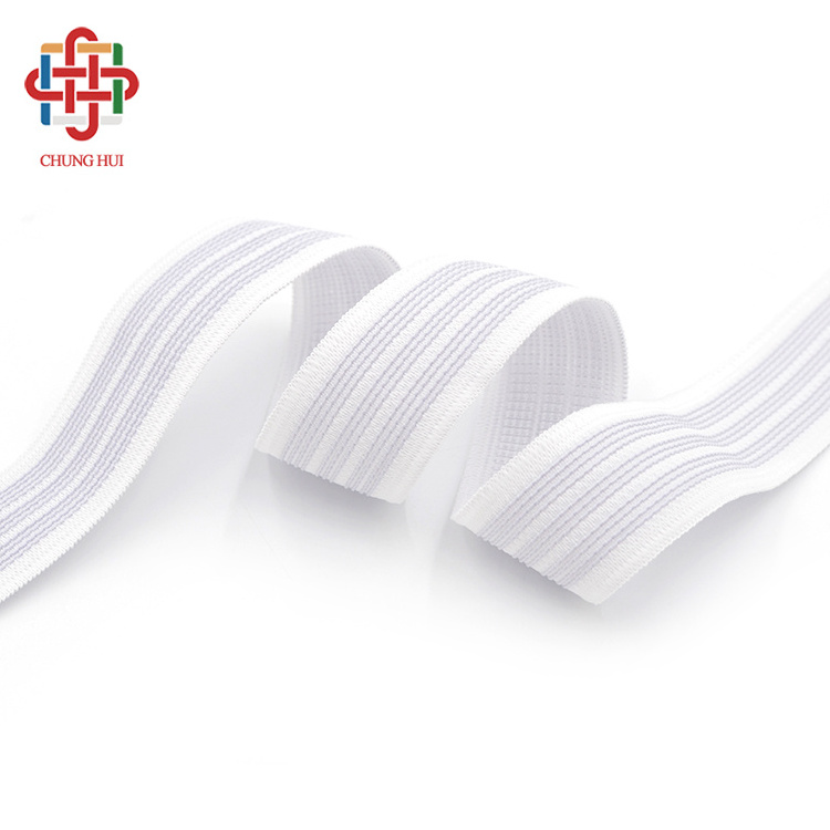 Factory 3.2cm Color  Polyester Knit Anti Slip Elastic Tape Spandex Elastic Band for Pants Waistband Ski Suit