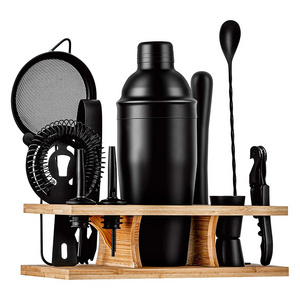 Creation Top Seller 8 Pieces Black  Cocktail Shaker Set Bartender Kit Cocktail Shaker Set Stainless Steel Shaker