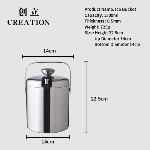 Creation  Top Seller Custom 2.5L Double Wall Wine Insulated Cooler Stainless Steel Metal Champagne Ice Bucket With Lid