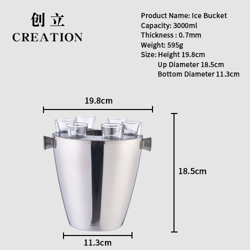 Creation  Top Seller Custom 2.5L Double Wall Wine Insulated Cooler Stainless Steel Metal Champagne Ice Bucket With Lid