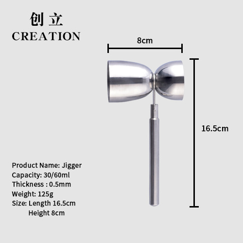 Creation Competitive Price Japanese Style 30/60ml Stainless Steel Measure Custom Bar Double Cocktail Jigger with Handle