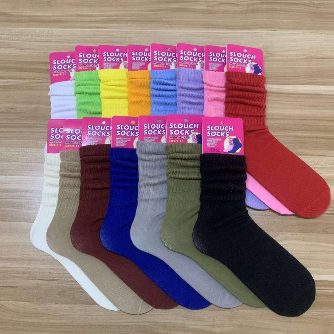 Hot Sale Womens Slouch Socks Womens Solid Cotton Socks Japanese High Rubber Knee-socks Stockings