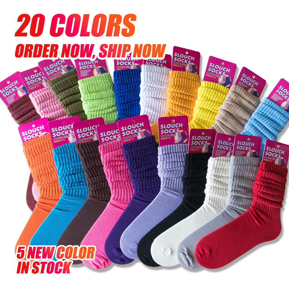 Hot Sale Womens Slouch Socks Womens Solid Cotton Socks Japanese High Rubber Knee-socks Stockings