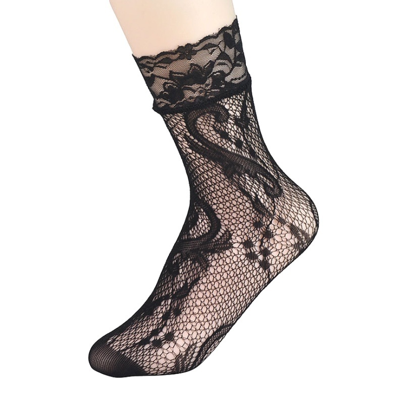 2021 Wholesales summer hollow sexy black socks female European and American stockings thin jacquard fishnet socks